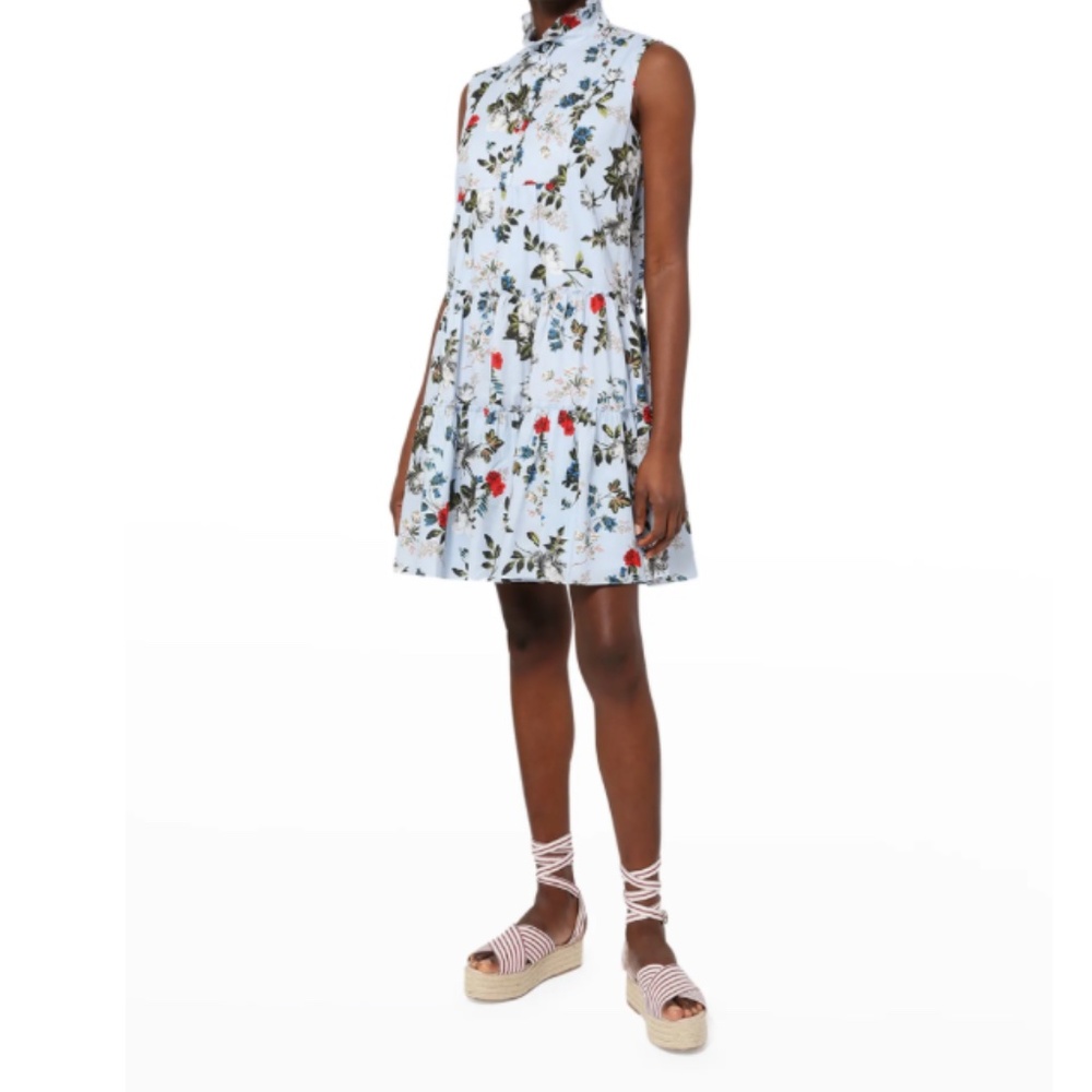 Erdem Porto Mini Dress In Blue Floral; Size 4